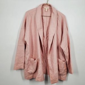 Eileen Fisher Light Pink Linen Open-Front Women's Jacket | Small